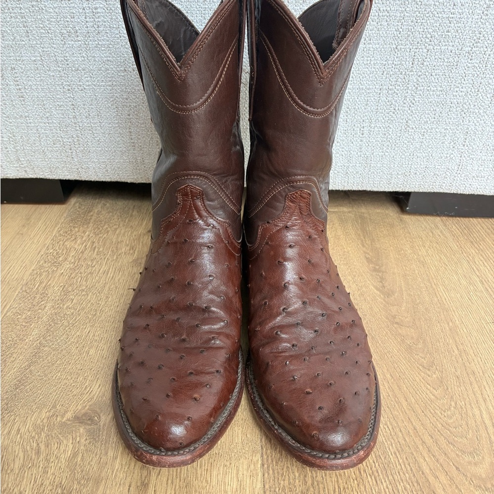 Men's Tecova Ostrich Leather the Duke cowboy boots. - Picture 2 of 6